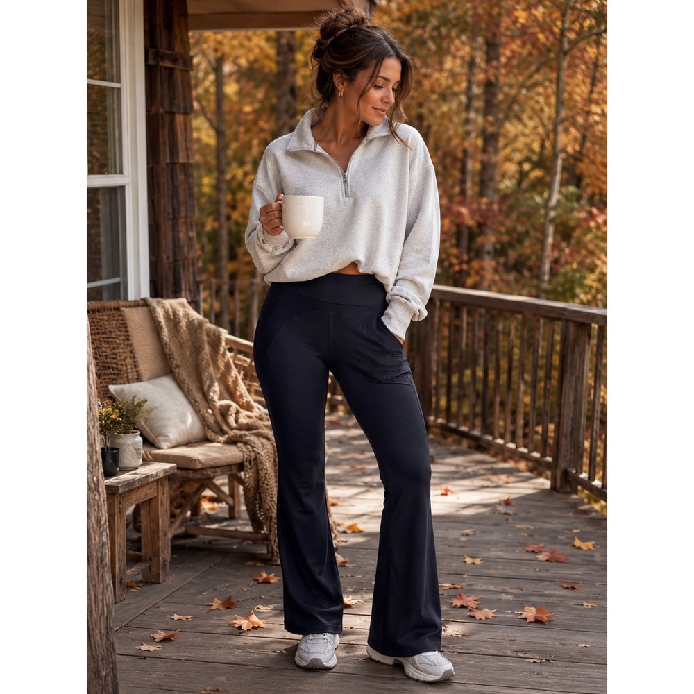 All in Motion Curvy Women's Black High Rise Flare Pants Size XL Yoga  Athleisure